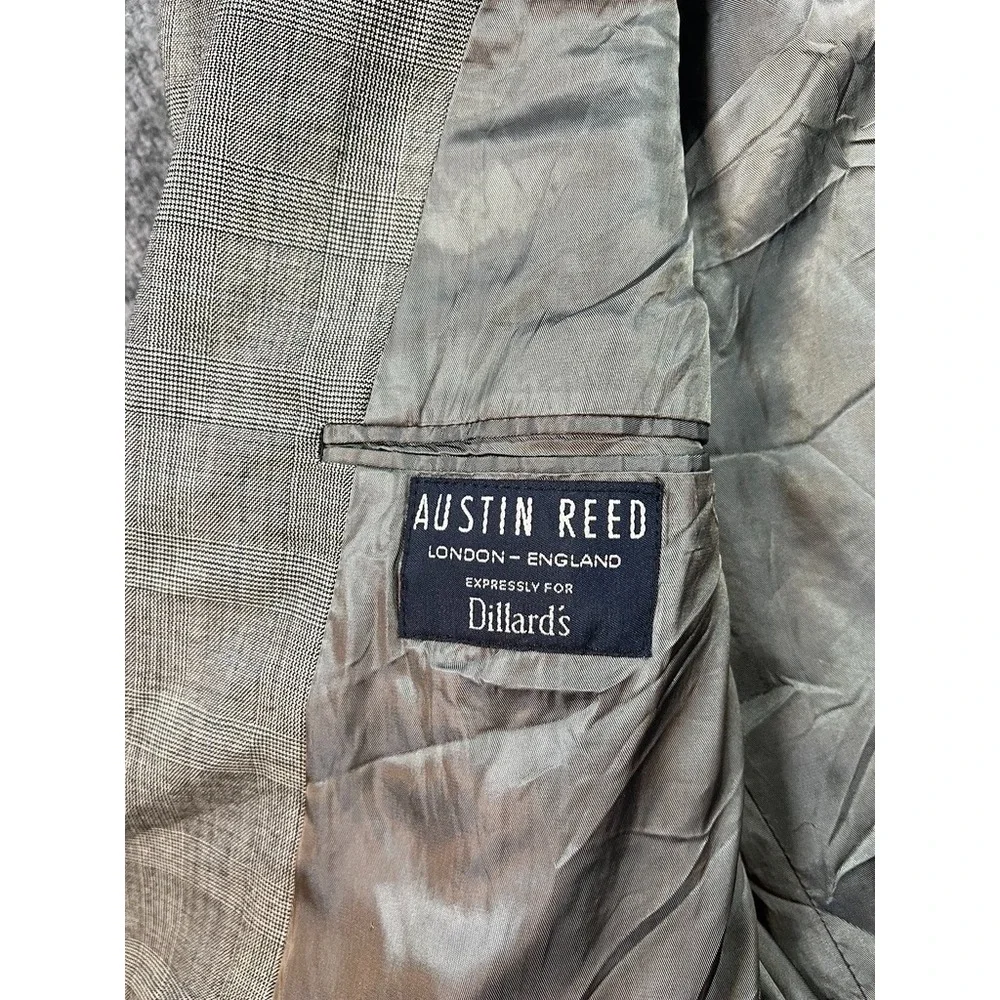 Vintage Austin Reed Wool Sport Coat Beige Glen Check Made in USA Quiet Luxury Cl